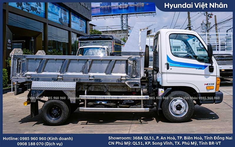 Kích thước xe ben N250 full inox