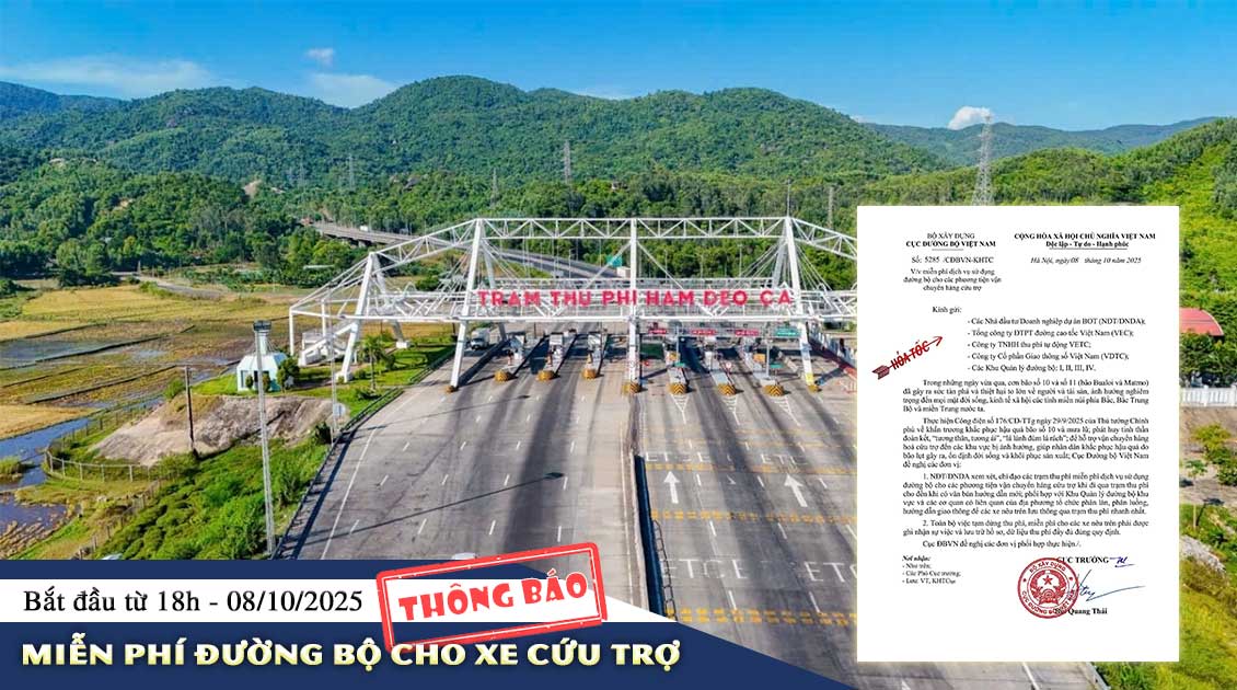 Cục đường bộ thông báo miễn phí đường bộ dành cho xe cứu trợ bão lũ