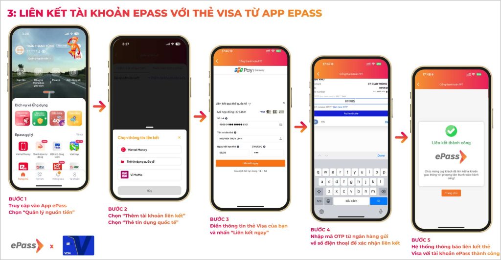 Liên kết tài khoản ePass với thẻ Visa từ app ePass
