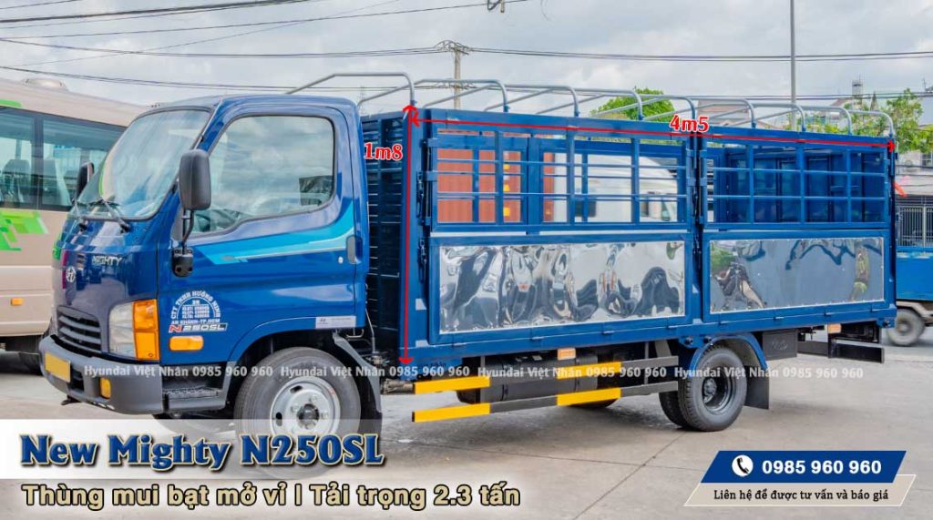 Hyundai 2.5 tấn Hyundai N250Sl mui bạt mở vỉ thùng dài 4m5