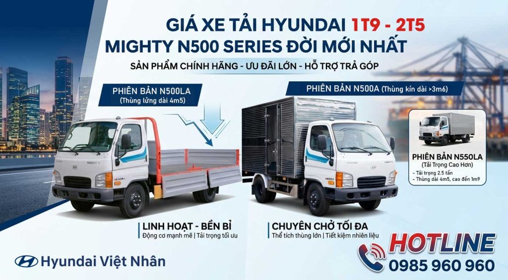 Giá xe N500 Series tải từ 1.9 tấn - 2.5 tấn