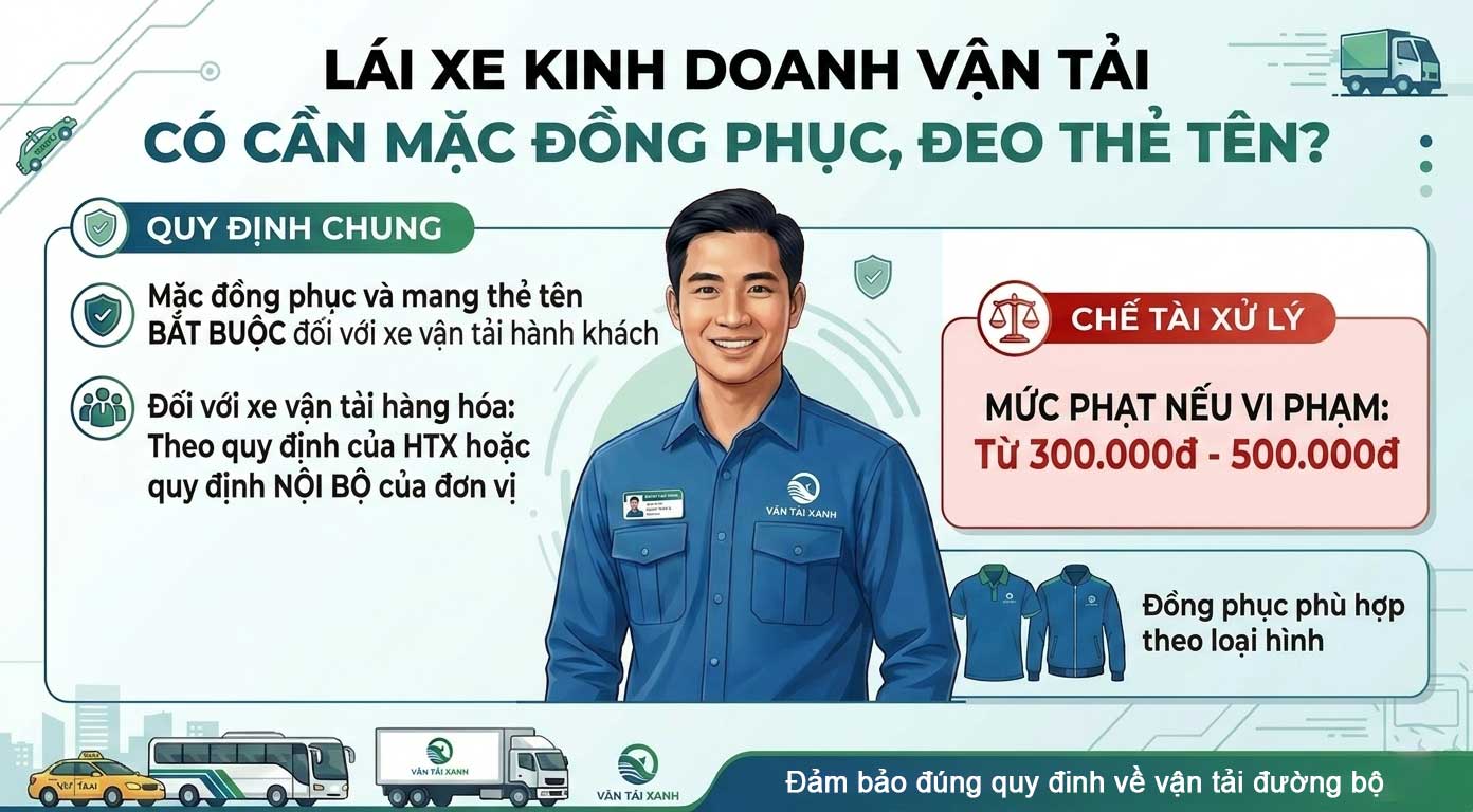 Lái xe kinh doanh vận tải có cần mặc đồng phục, đeo thẻ tên?