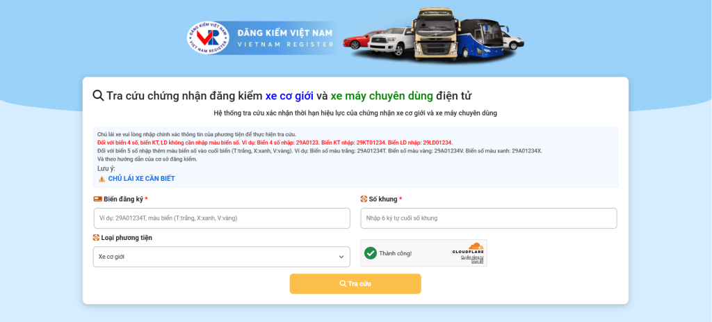 Cách tra cứu giấy đăng kiểm trên trang web Cục Đăng Kiểm
