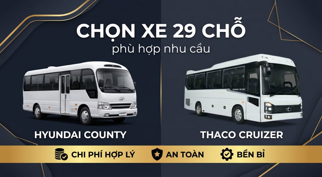 Xe 29 chỗ County & Cruizer nên chọn xe nào?